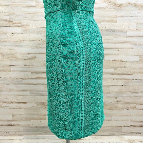 Antonio Melani Crochet Lace Sheath Dress Womens Size 10 Green Short Sleeve - Picture 8 of 14